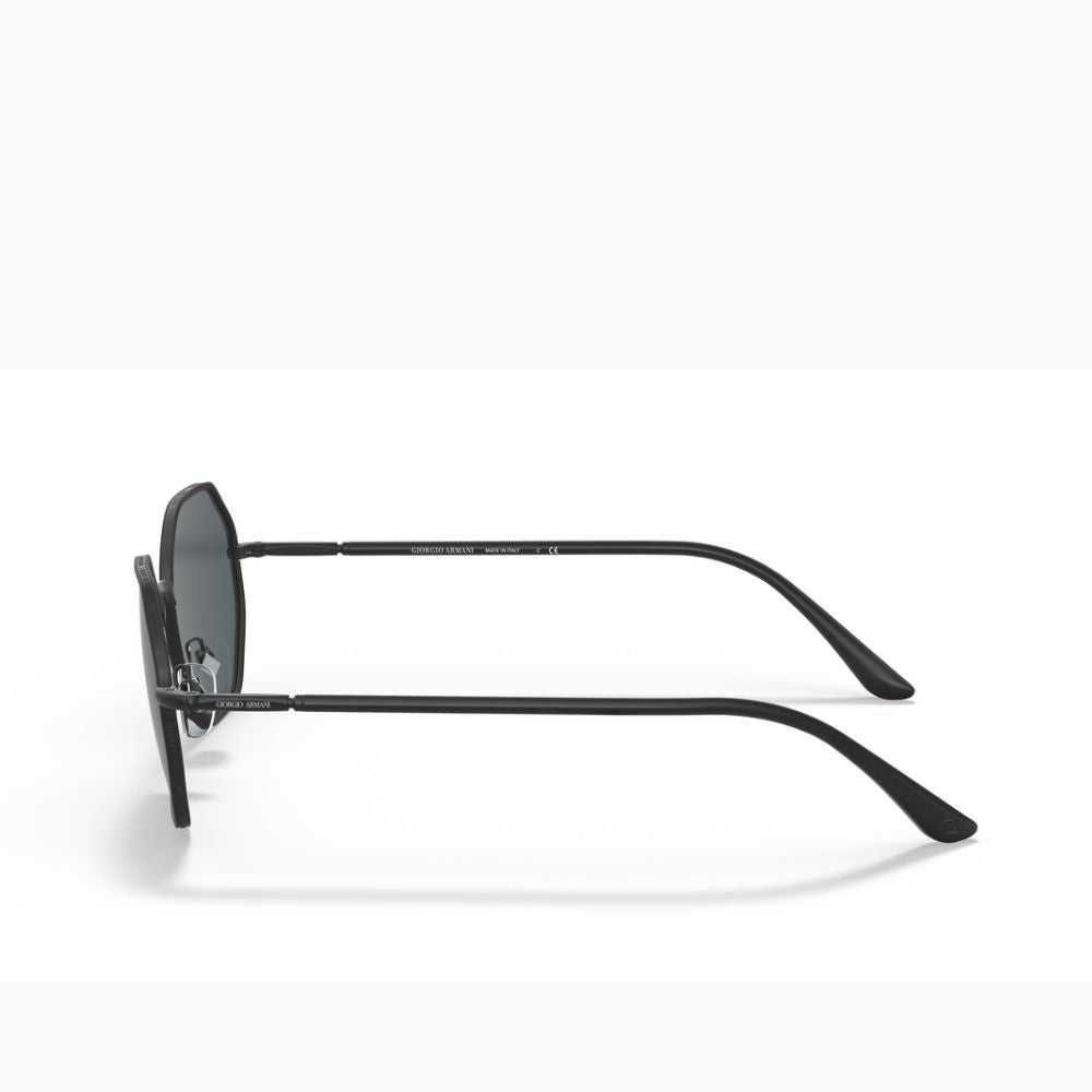 Giorgio Armani Men's AR6112J Matte Black Metal Hexagon Glasses with Dark Grey Lenses
