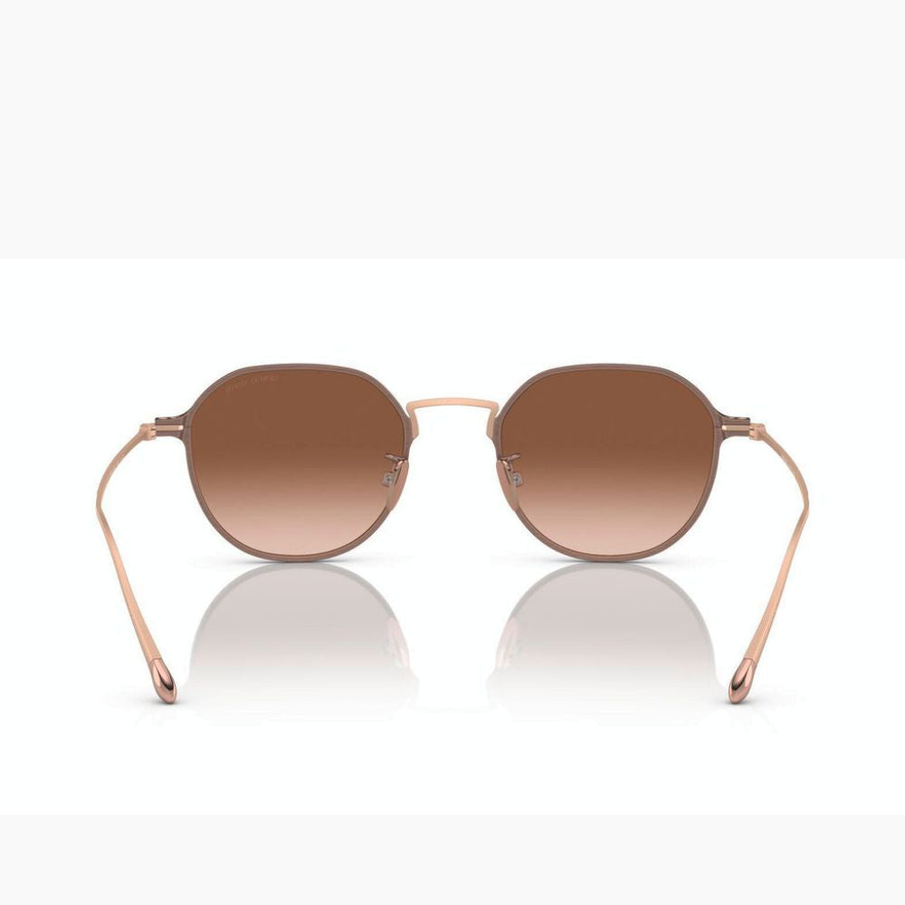 Giorgio Armani Men's AR6138T Bronze Titanium Round Sunglasses with Clear Gradient Brown Lenses