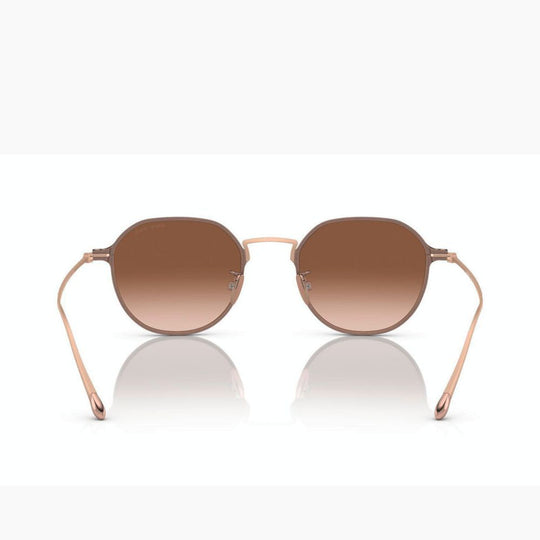 Giorgio Armani Men's AR6138T Bronze Titanium Round Sunglasses with Clear Gradient Brown Lenses