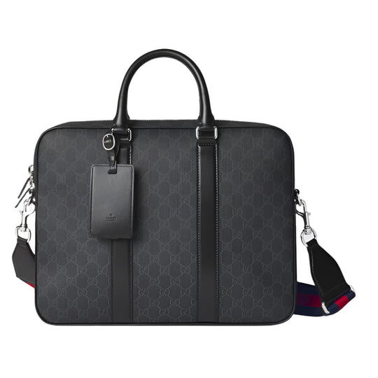 GUCCI GG Black GG Supreme Canvas Medium Briefcase