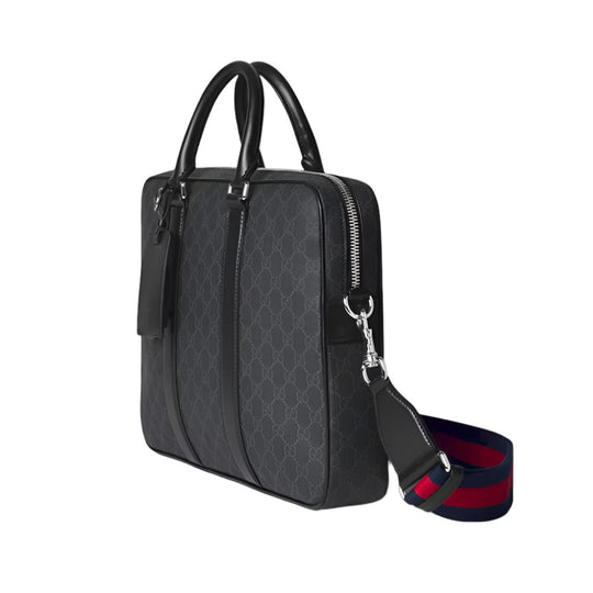 GUCCI GG Black GG Supreme Canvas Medium Briefcase