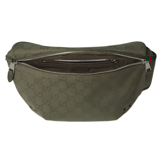 GUCCI GG Canvas Large Belt Bag with its Zip open