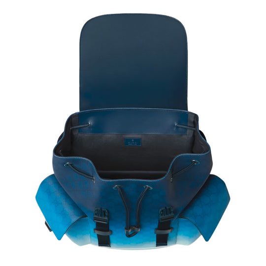 The opening of GUCCI Chroma Large Blue Backpack