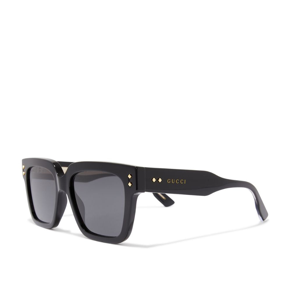 Gucci Men's Black Acetate Rectangular Sunglasses