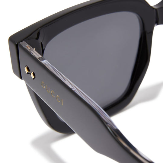 Gucci Men's Black Acetate Rectangular Sunglasses