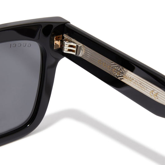 Gucci Men's Black Acetate Rectangular Sunglasses