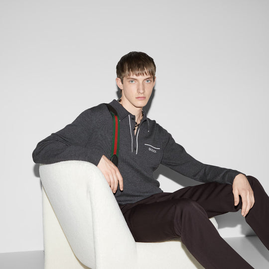 Effortlessly styled Gucci signature wool knit polo shirt