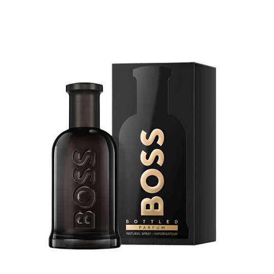 An EDP 200mL bottle of Bottled Parfum by Hugo Boss along with its Box