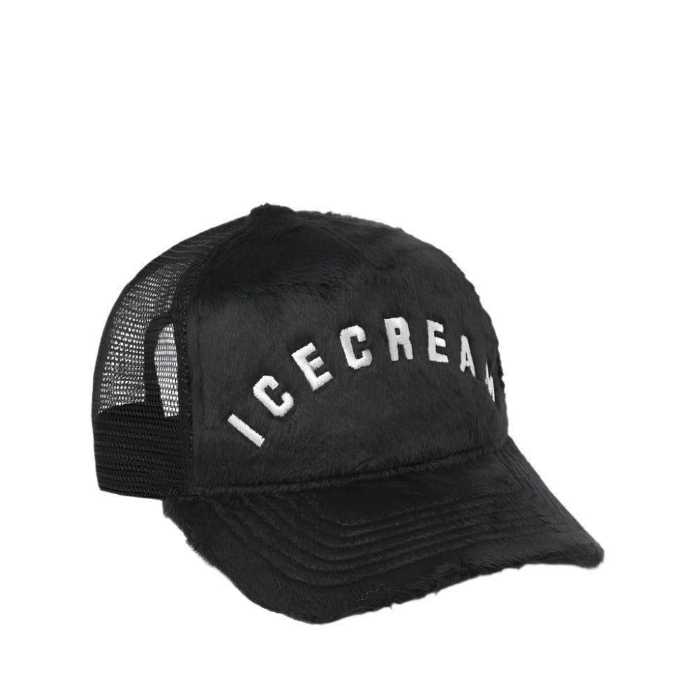 Ice Cream Black Faux Fur Trucker Cap