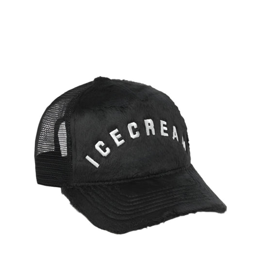 Ice Cream Black Faux Fur Trucker Cap