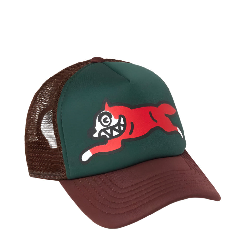 Ice Cream Running Dog Design Trucker Cap - Dark Brown & Green Color