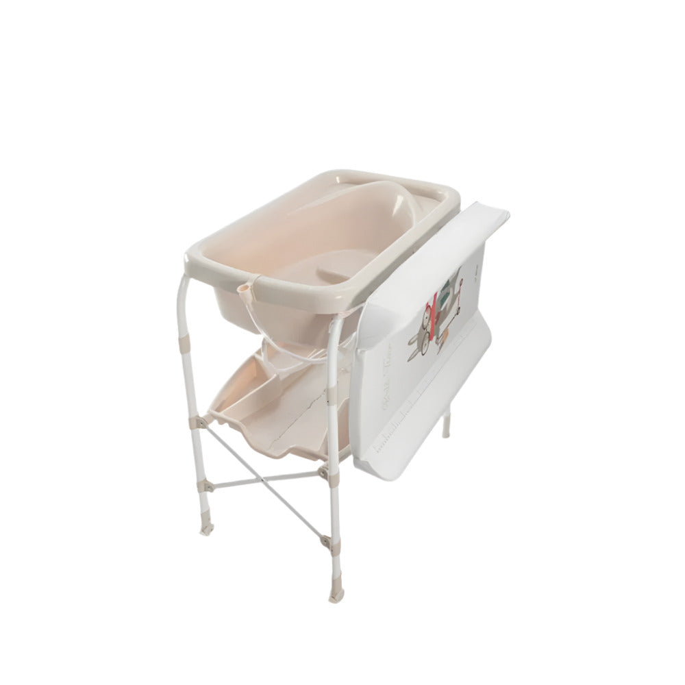 Jikel Multi-Functional Ergonomic, Beige, Easy-Clean Ripple Bath & Changing Table with Drainage