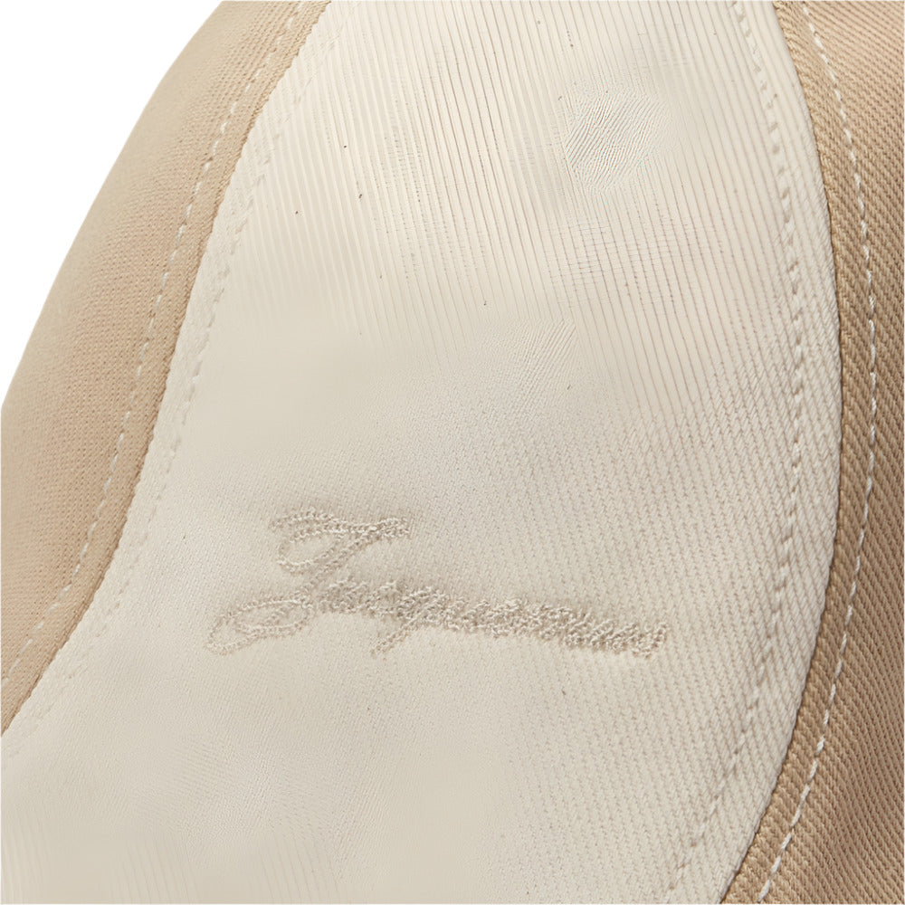 Close up shot of Jacquemus Le Bob Gelato Stylish Cotton Beige Bucket Hat