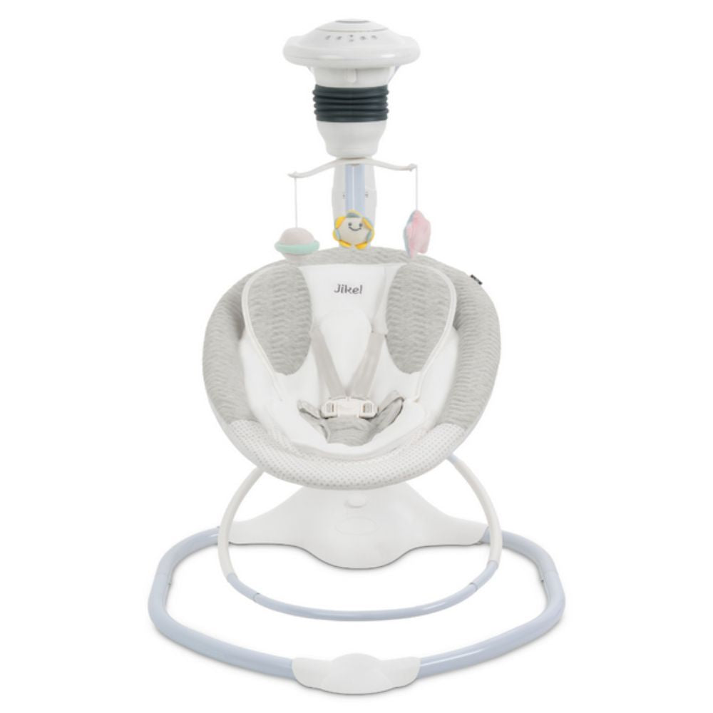 Baby swing with toys on a white background