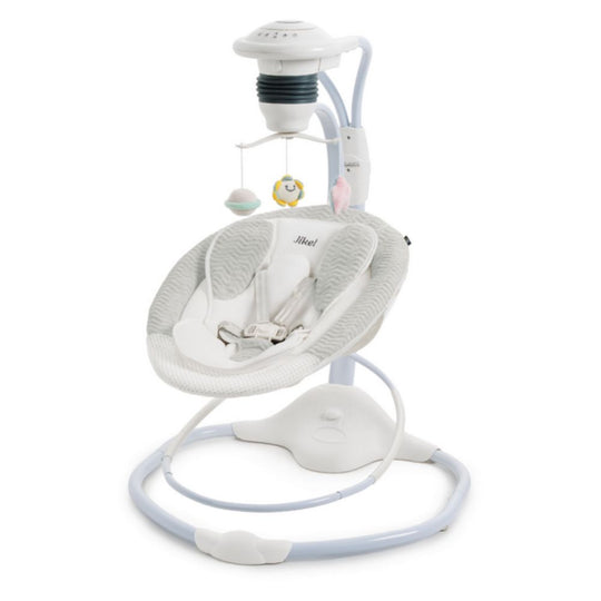 Baby swing with cradle and mobile on a white background