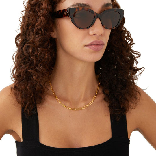 A model wearing Karen Wazen Women's Vogue Cat Eye Sunglasses