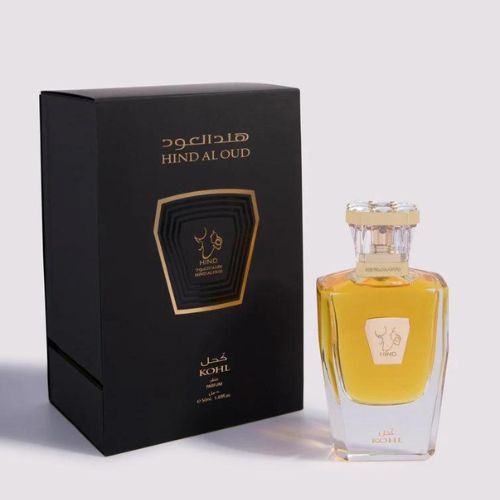 A 50mL Parfum bottle of Hind Al Oud's Kohl Parfum  along with its Box