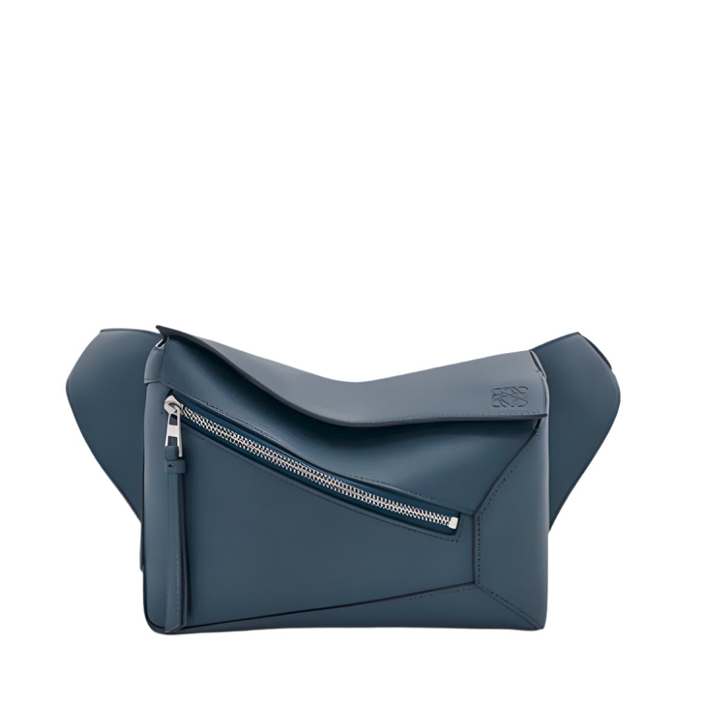 LOEWE Small Puzzle Bumbag in Classic Calfskin Indigo Dye
