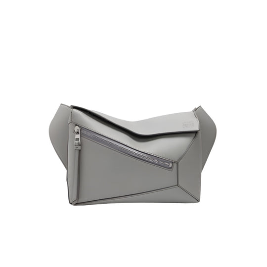 LOEWE Small Puzzle Bumbag in Classic Calfskin Asphalt Grey