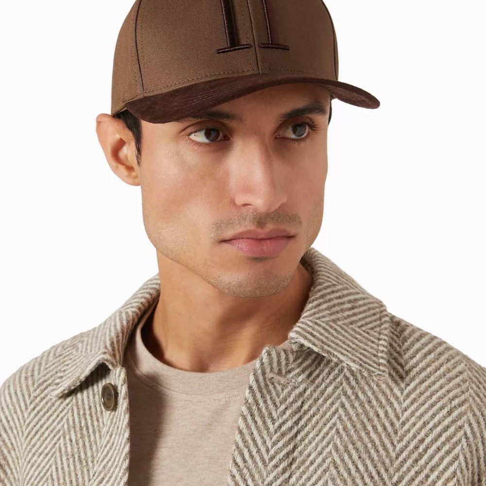 Les Deux Cotton-Blend Brown Baseball Cap with Suede Visor