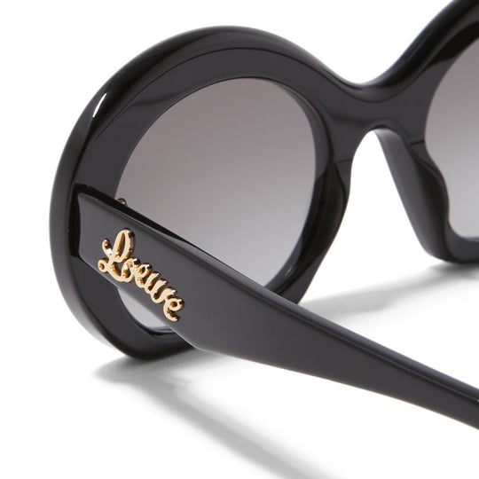 Loewe Women's Black Halfmoon Sunglasses with Gold Logo
