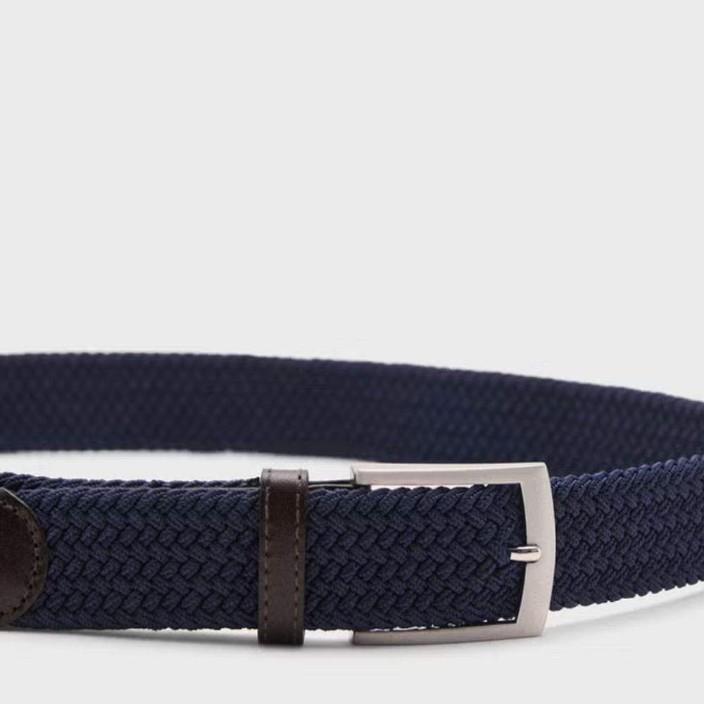 Mango Man Men's Versatile Textured Elastic Belt with Leather Trim