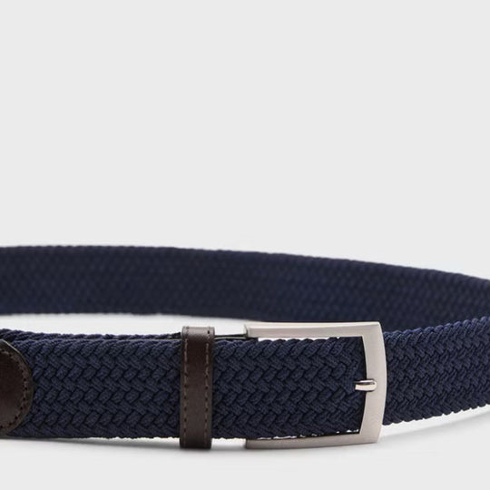 Mango Man Men's Versatile Textured Elastic Belt with Leather Trim