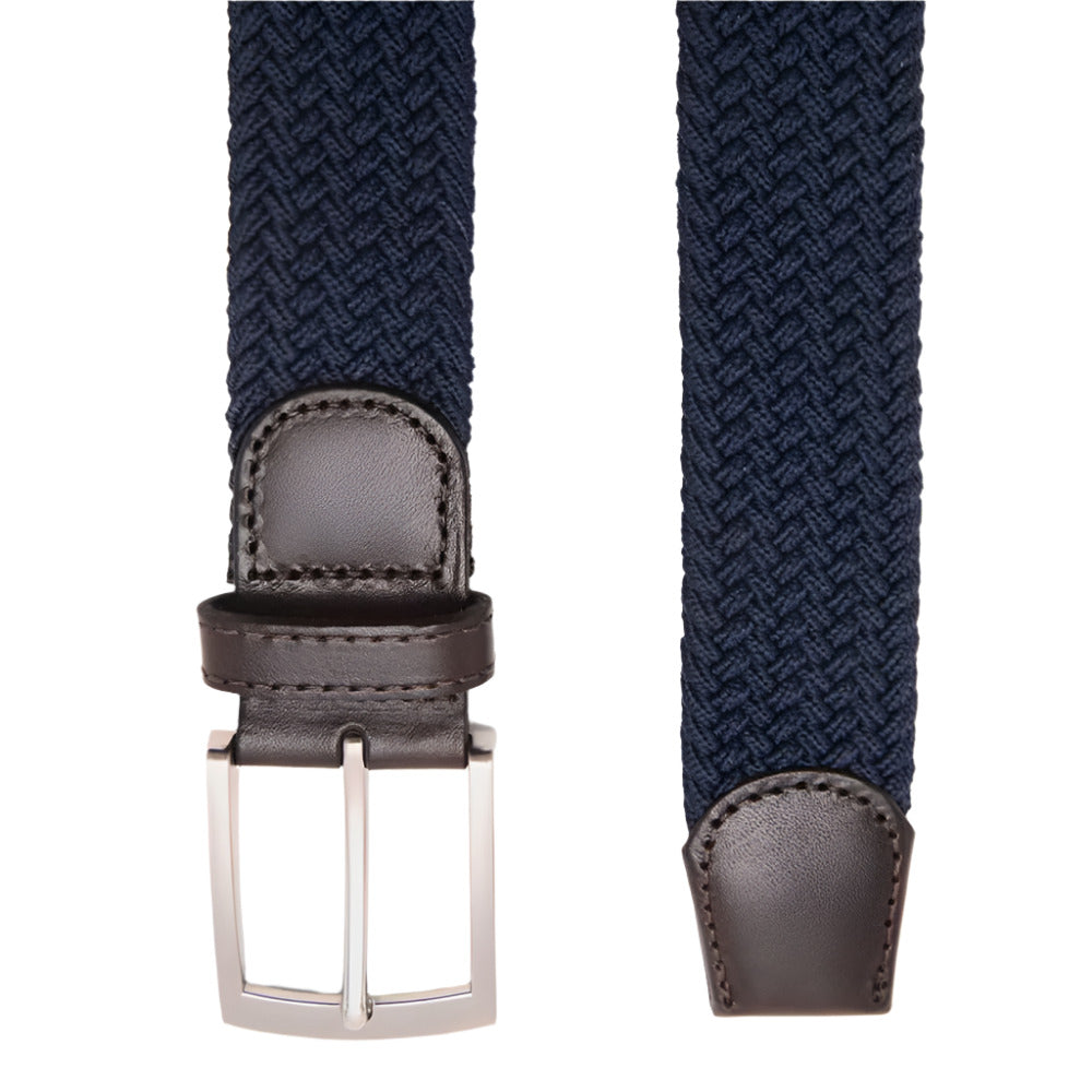 Mango Man Men's Versatile Textured Elastic Belt with Leather Trim