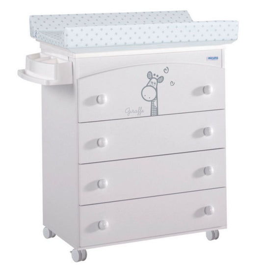 Micuna Sabana Crib and Changing Table Set - Sustainable Beech Wood, Giraffe Design, Space-Saving Design