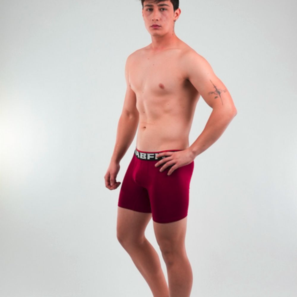 A model wearing MICRO MODAL - Boxer Brief Burgundy from Rabfit