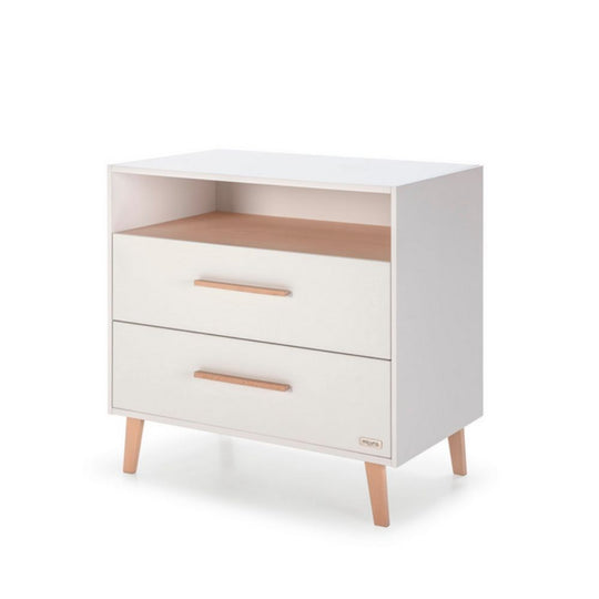 Micuna Trevi Dresser CO-1959 - White & Natural Wax, Antimicrobial, Soft-Closing Drawers on a white background