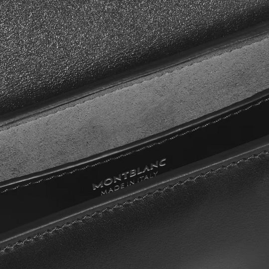 Close-up of Montblanc branding on Montblanc Meisterstück Small Messenger Bag with Integrated Pen Case