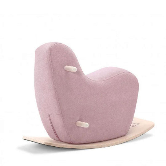 Momcozy Sturdy Safe Pale Pink Rocking Horse with Aquaclean Fabric, Bent Beech Rocker & Plush Toy Feel