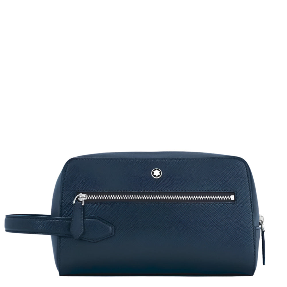 Montblanc Sartorial Travel Wash Bag in Ink Blue Full-Grain Leather