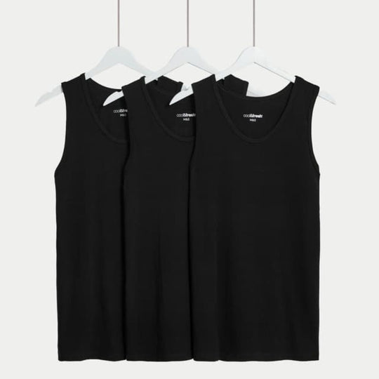 M&S COLLECTION 3pk Cotton Rich Cool & Fresh™ Vests