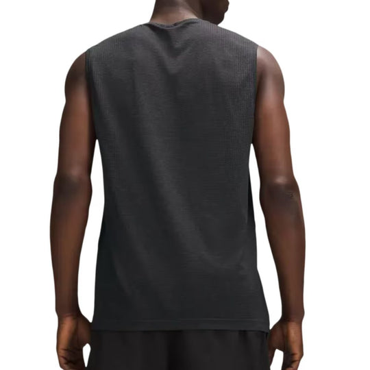 Rear view of a male model wearing LULULEMON Metal Vent Tech Sleeveless Vest