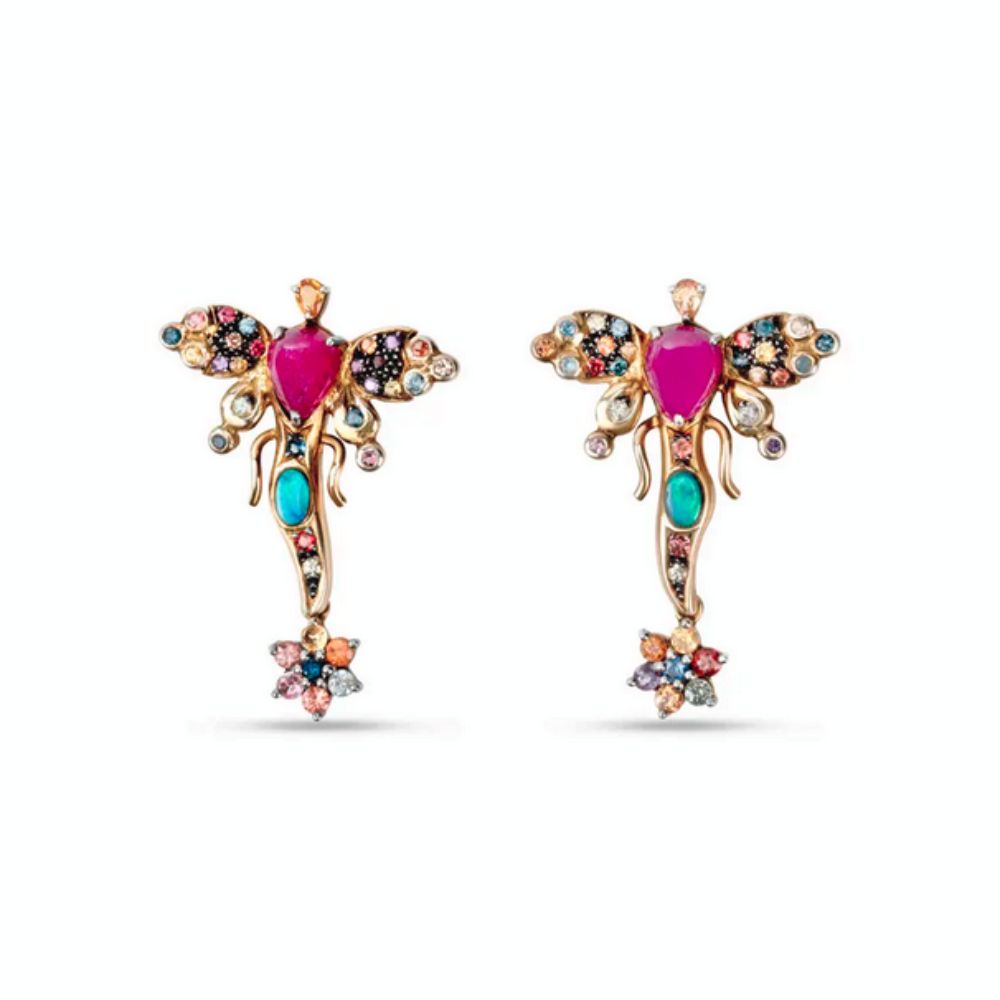 Moiseau Azure Opal Dragonfly Stud Earrings