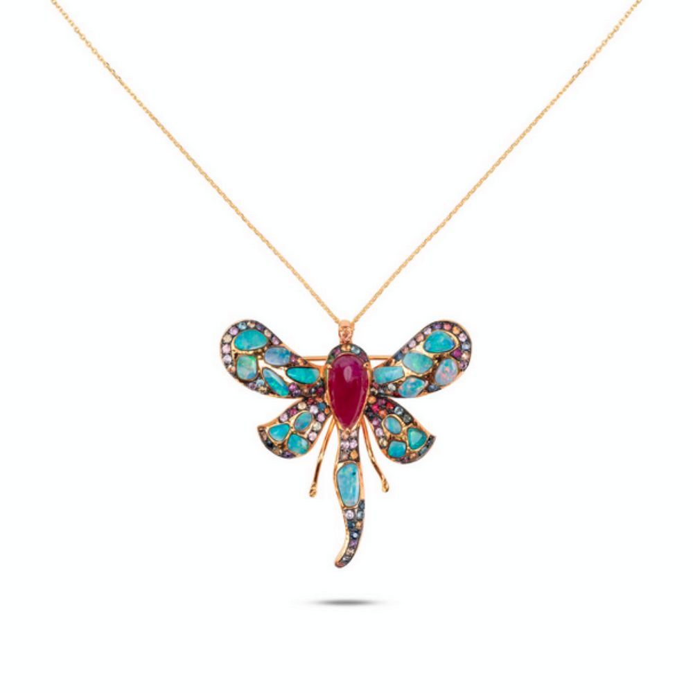 Moiseau Azure Opal Dragonfly pendant and brooch