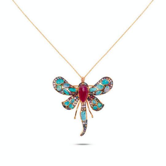 Moiseau Azure Opal Dragonfly pendant and brooch