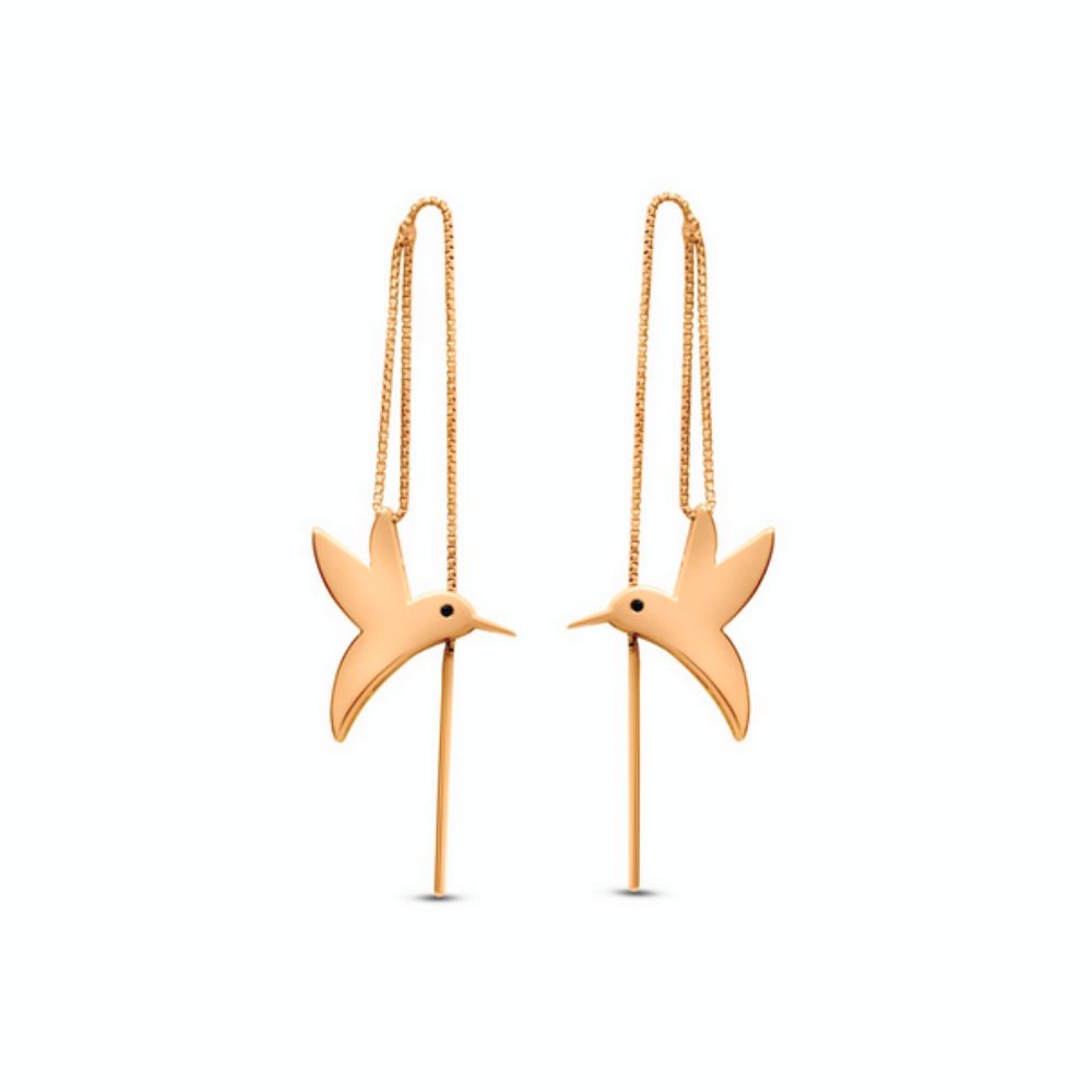 Moiseau Gold Threader Hummingbird Earrings with Chain