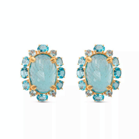 Moiseau Ocean Bloom Blue Topaz Earrings