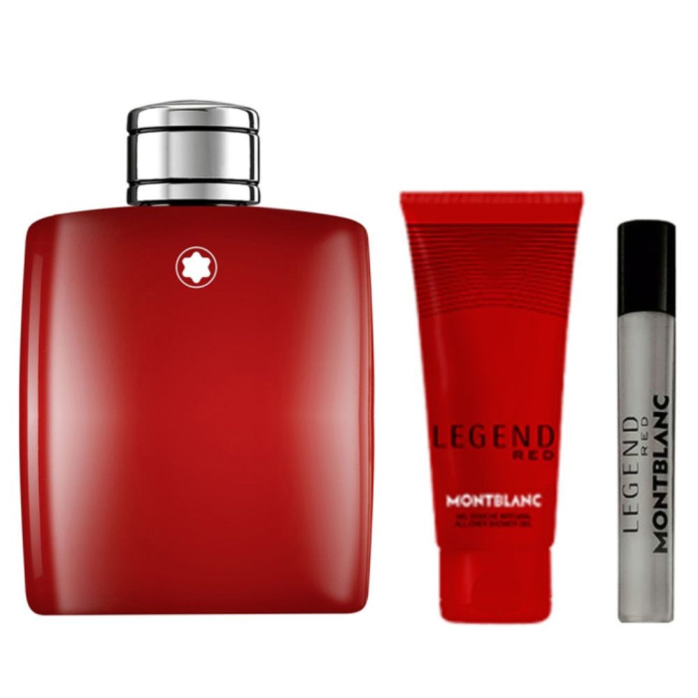 Gift Set Mont Blanc Legend Red for Men EDP 100mL and EDP 7.5mL along with Shower Gel 100mL