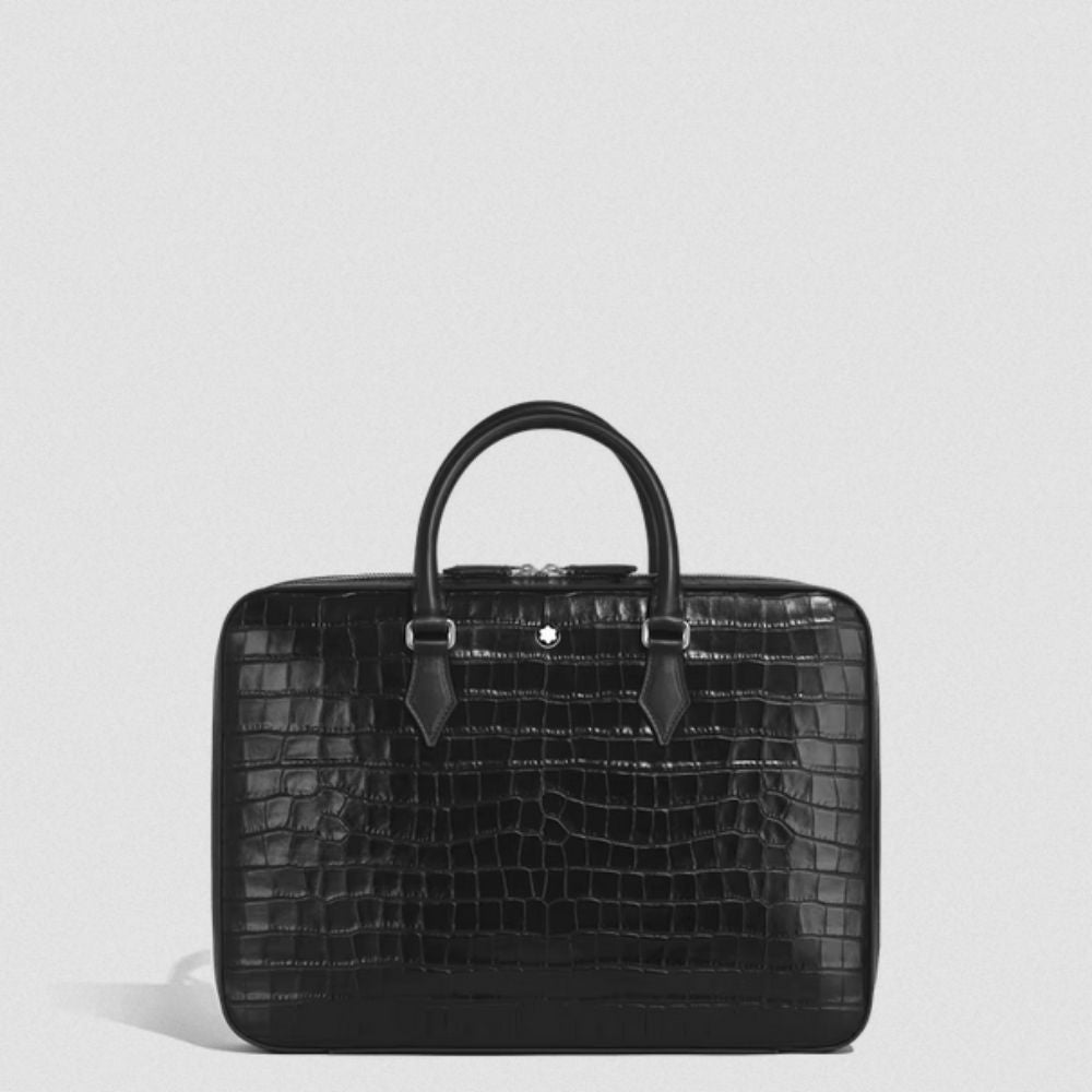 Montblanc Atelier Crocodile Pattern Luxury Business Organizer in Black Leather