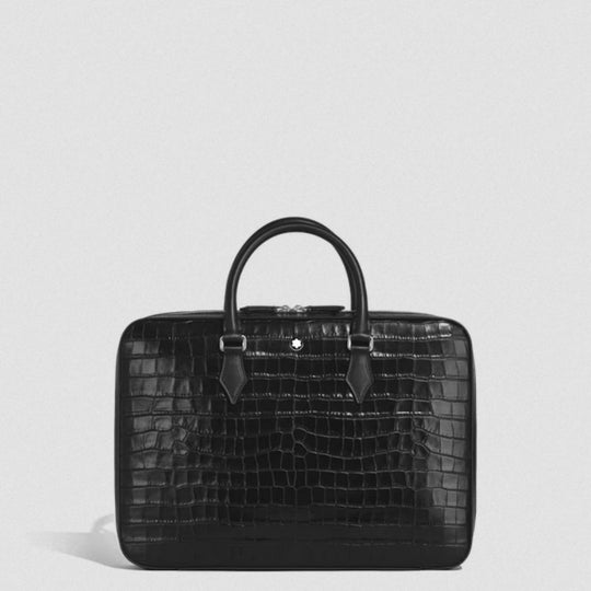 Montblanc Atelier Crocodile Pattern Luxury Business Organizer in Black Leather