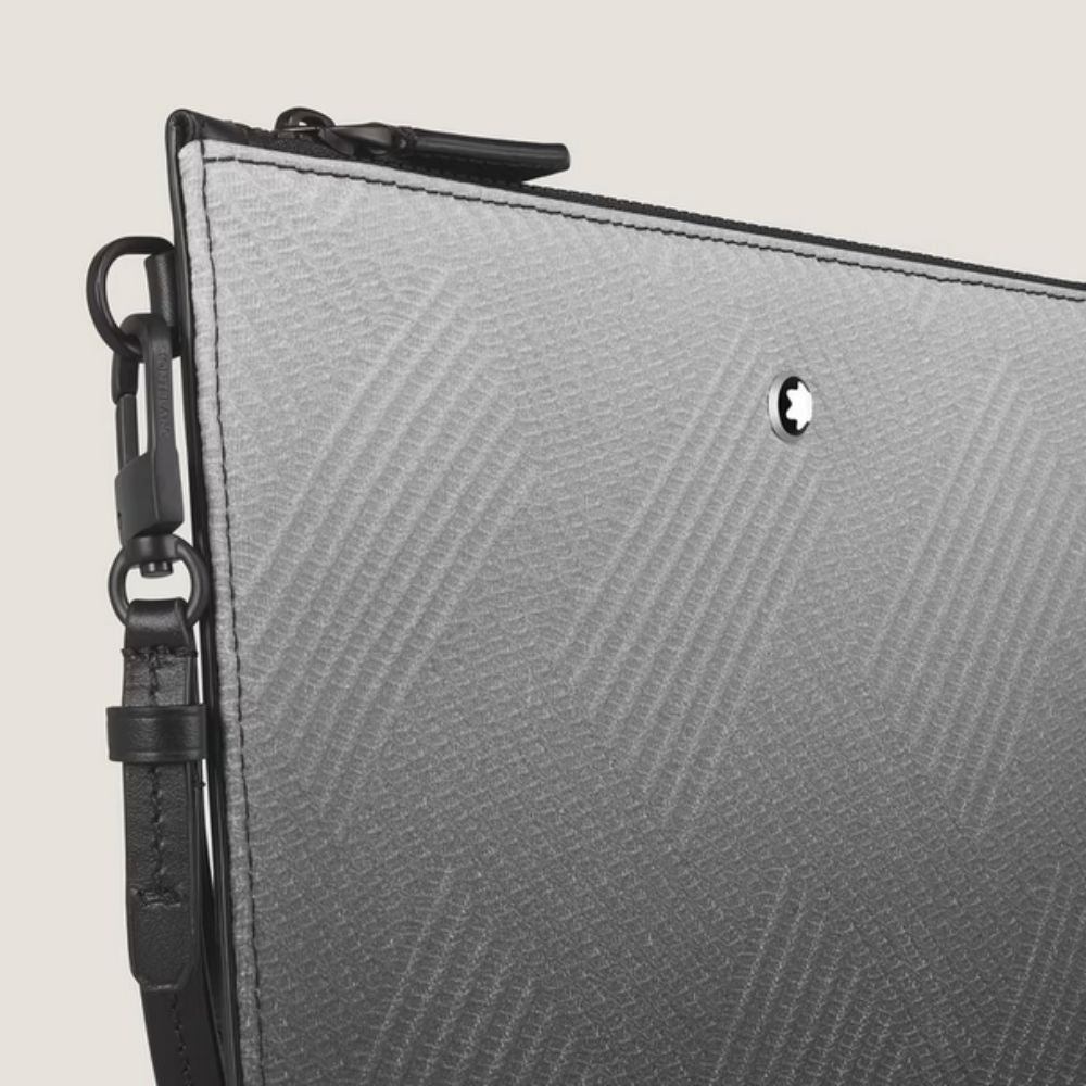 Close-up of  Montblanc Extreme 3.0 Lightweight Stylish Cross-Body Pouch with a black strap on a light beige background