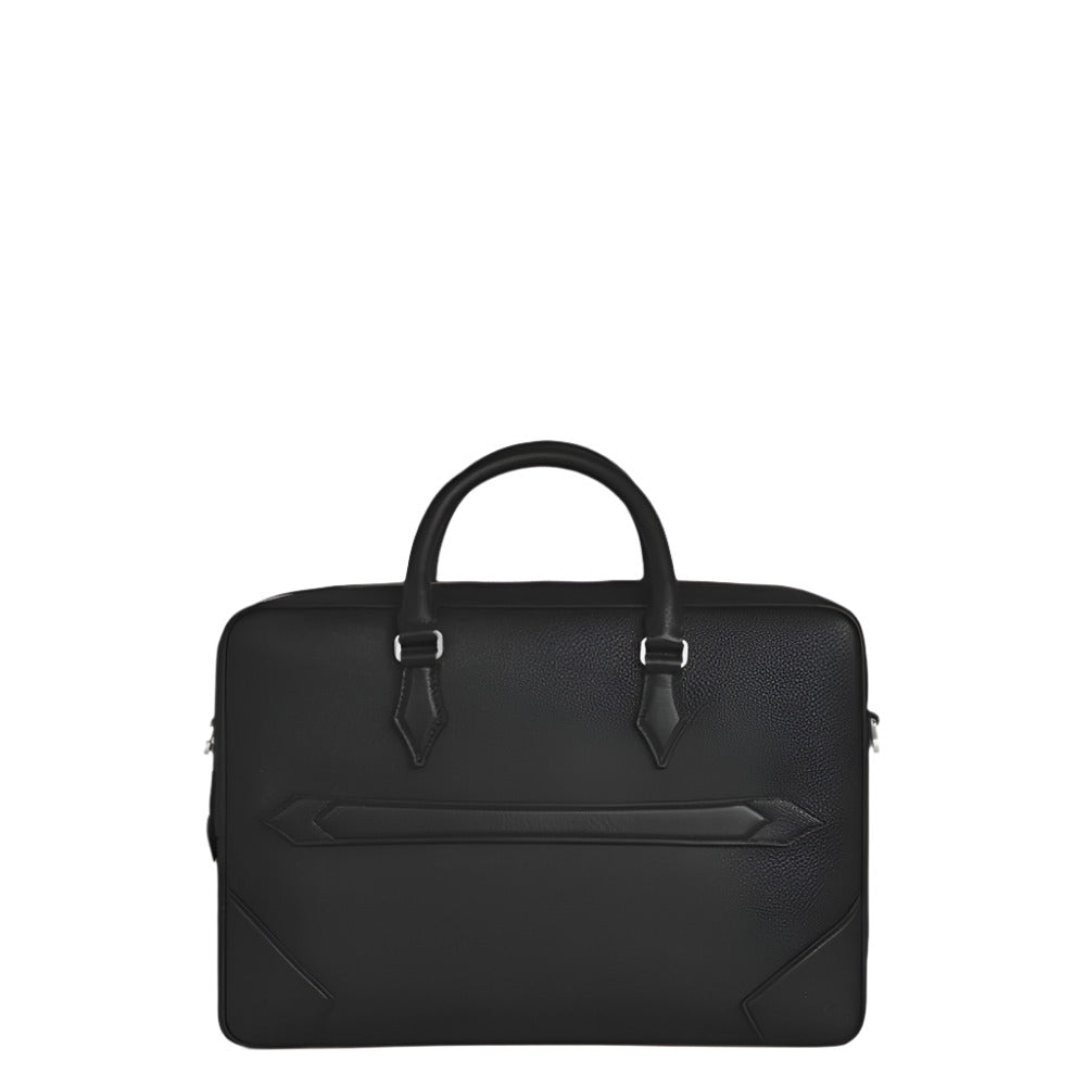 Montblanc Grain Leather Black Document Case with Removable Strap