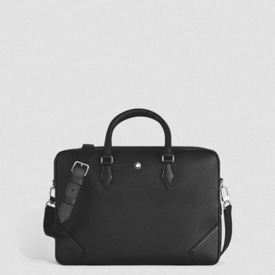 Montblanc Grain Leather Black Document Case with Removable Strap