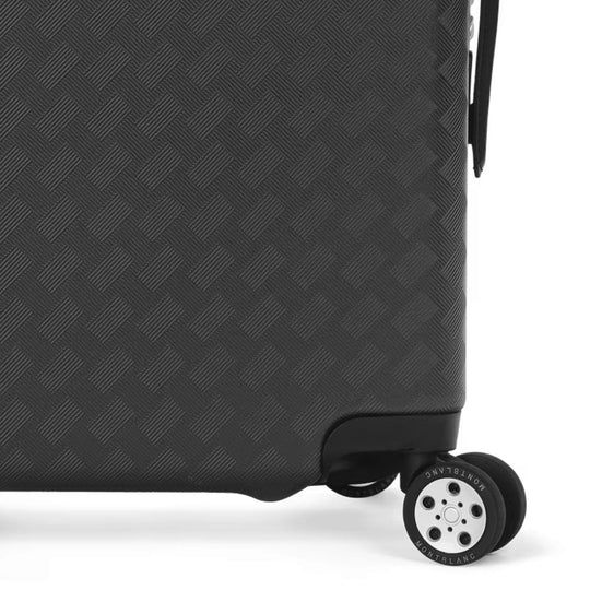 Montblanc MY4810 Luxury Cabin Trolley Bag with textured surface and wheel on a white background