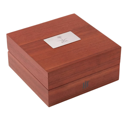 The Wooden Box of Montegrappa Saudi Symbol Resin and Stainless Steel Fountain Pen with Sword Clip and Ink