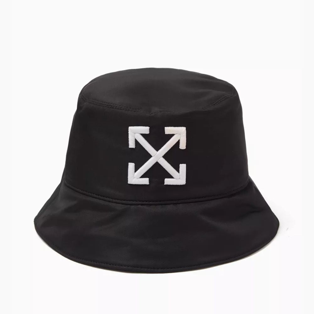 Off-White Arrow Embroidered Black Nylon Bucket Hat